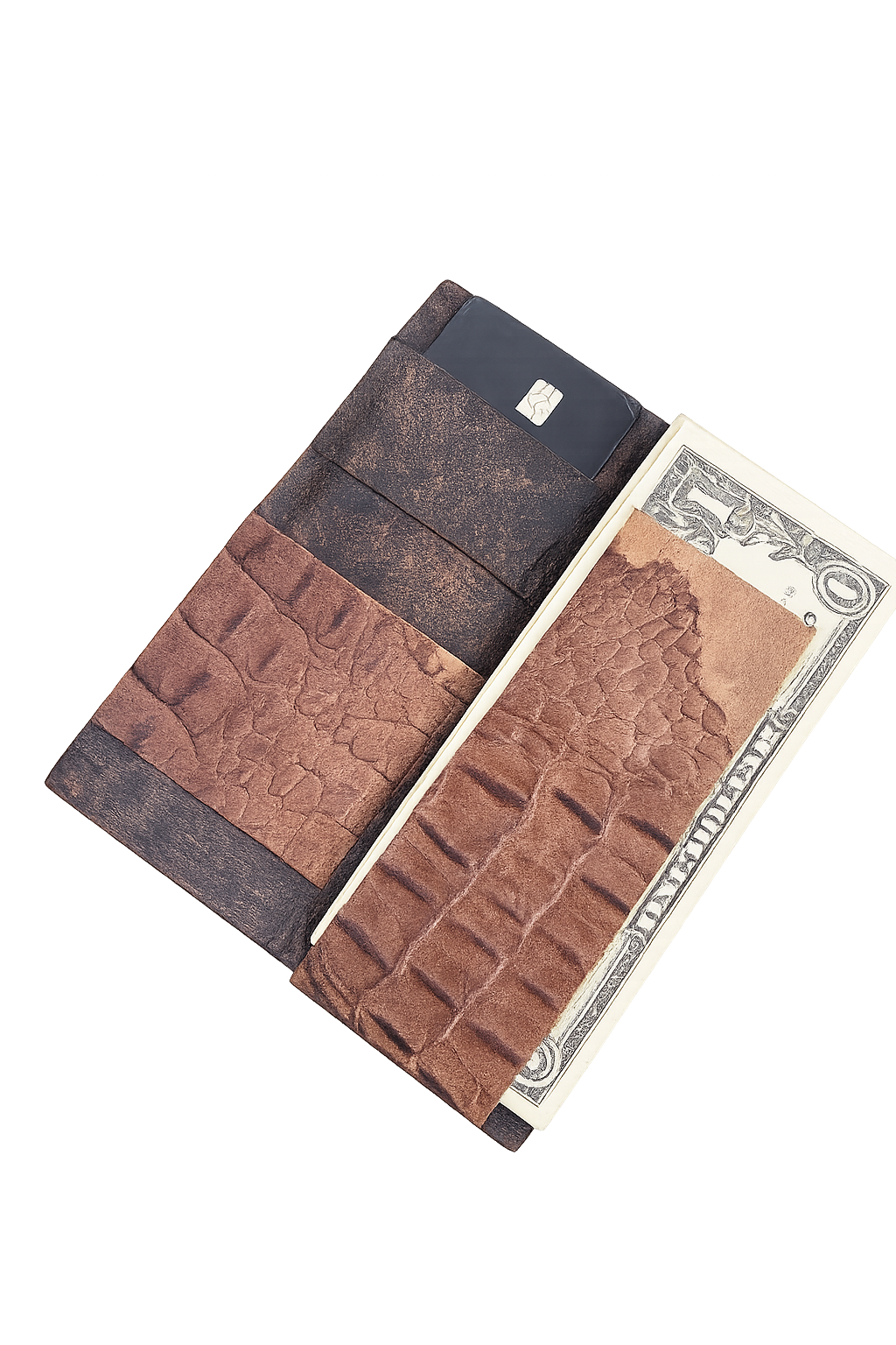 embossed crocodile leather wallet